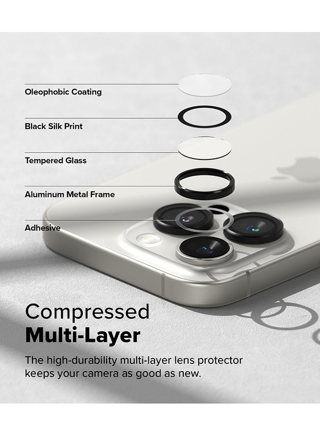 Ringke Camera Lens Frame Glass Protector For iPhone 16 Pro / 16 Pro Max, Camera Lens Tempered Glass Covers and Aluminum Alloy Frames Adhesive Coating- 2 Pack - Image 5