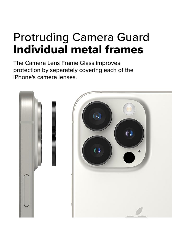 Ringke Camera Lens Frame Glass Protector For iPhone 16 Pro / 16 Pro Max, Camera Lens Tempered Glass Covers and Aluminum Alloy Frames Adhesive Coating- 2 Pack - Image 3