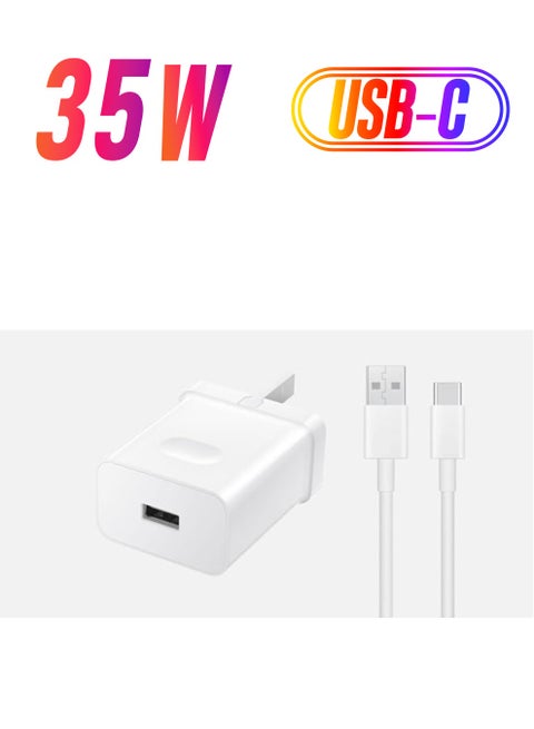 SuperCharge Power Adapter Max 35W With Type A To Type C Cable White