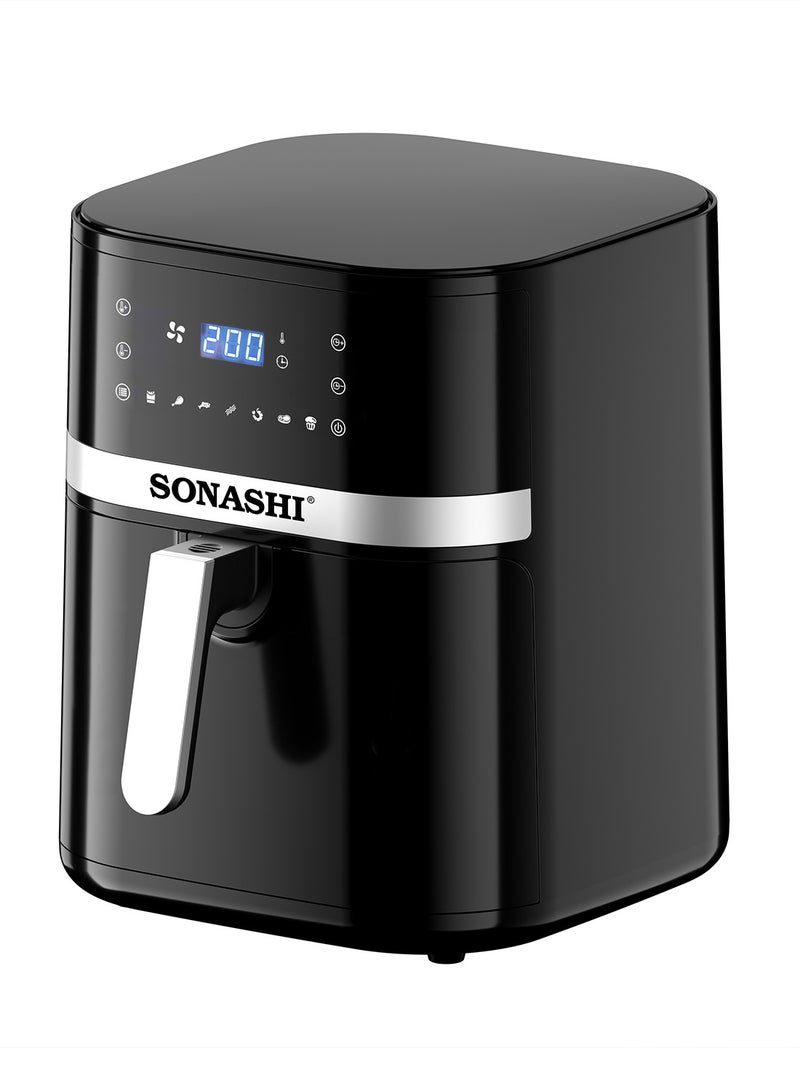 SONASHI - 8L Digital Air Fryer With Temperature Control | Non-Stick Basket With Overheat Protection | Digital Display With Auto Shut-Off Function | Healthy Cooking With Perfect Air Fryer 8 L 1800 W SAF-800N Black - Image 1