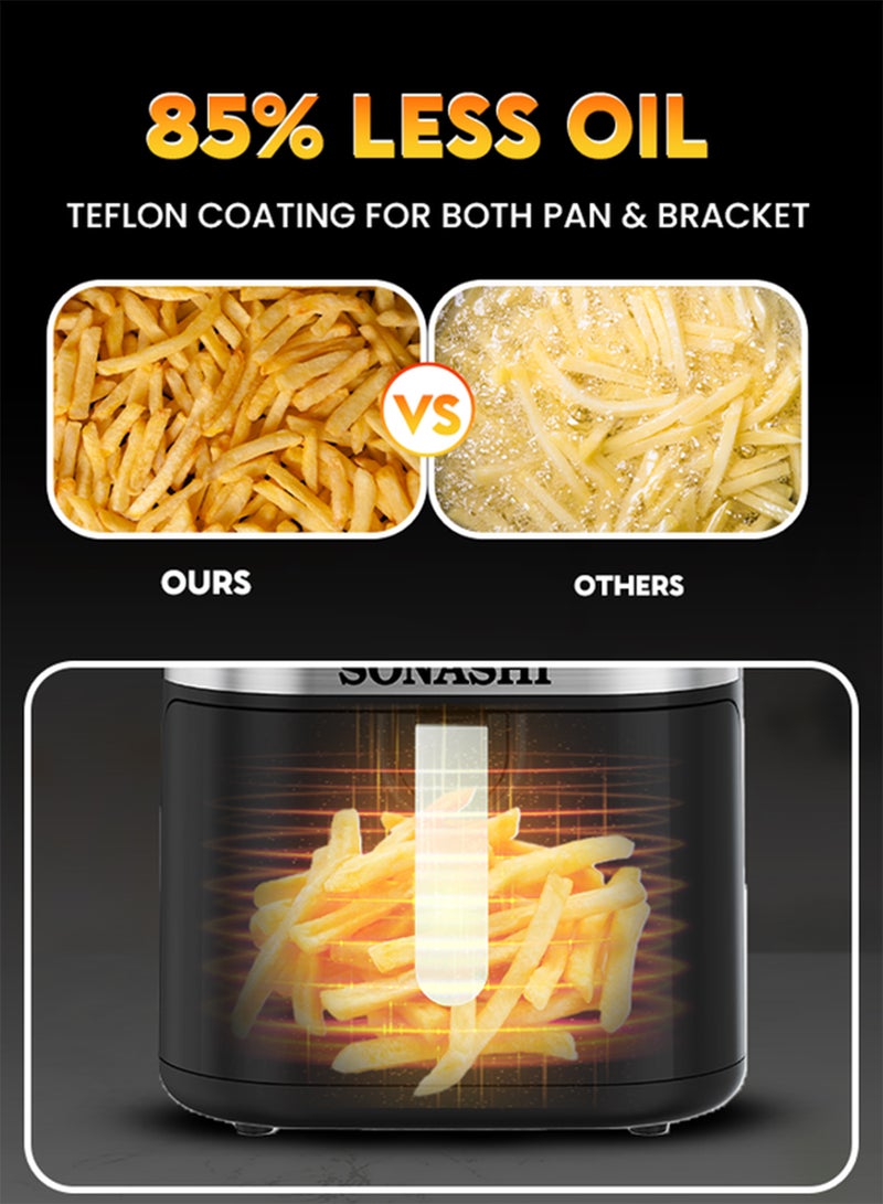 سوناشي 8L Digital Air Fryer With Temperature Control | Non-Stick Basket With Overheat Protection | Digital Display With Auto Shut-Off Function | Healthy Cooking With Perfect Air Fryer 8 L 1800 W SAF-800N Black - Image 5