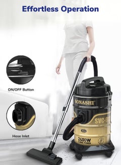 SONASHI Drum Vacuum Cleaner with 25L Dust Capacity | Strong Suction with Low Noise | Multi-Stage Filtration with Dust Full Indicator | Wheel Base for Easy Use | For Home & Offices 25 L 2400 W SVC-9125D Black  - Image 3