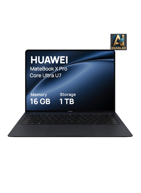 MateBook X Pro Laptop With 14.2-Inch Flexible OLED Display, Intel Core Ultra 7 Processor/16GB RAM/1TB SSD/Intel Arc Graphics/Windows 11 Home English/Arabic Black