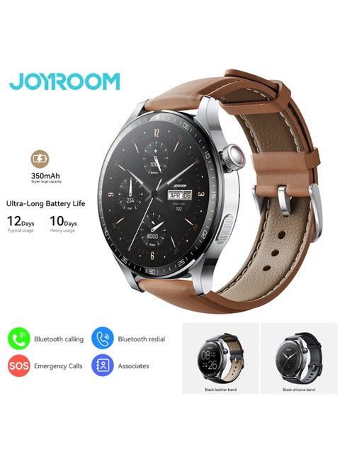 350 mAh 48mm JR-FC2 Pro Classic Series Smart Watches for Men & Women Smartwatch with Bluetooth Make/Answer Calls Fitness Modes and Sleep Modes Multi-app Message Reminder and languages Arabic, English Etc Moonlight Silver