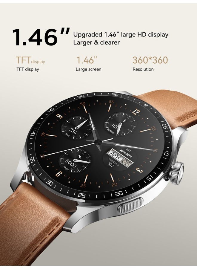 JOYROOM 350 mAh JR-FC2 Pro 48mm Stylish Smart Watch for Men & Women, 350mAh Classic Series – Bluetooth Calling, Fitness & Sleep Tracking, Heart Rate Monitor, Waterproof IP68, Multi-Language (Arabic/English), App Notifications Moonlight Silver - Image 2