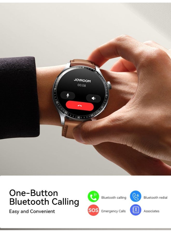 JOYROOM 350 mAh JR-FC2 Pro 48mm Stylish Smart Watch for Men & Women, 350mAh Classic Series – Bluetooth Calling, Fitness & Sleep Tracking, Heart Rate Monitor, Waterproof IP68, Multi-Language (Arabic/English), App Notifications Moonlight Silver - Image 3