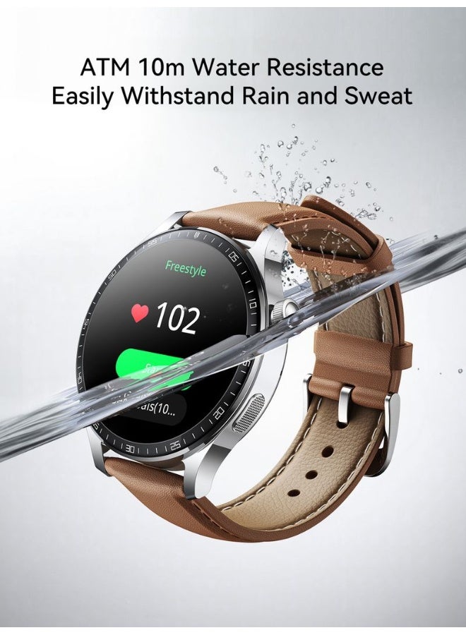 JOYROOM 350 mAh JR-FC2 Pro 48mm Stylish Smart Watch for Men & Women, 350mAh Classic Series – Bluetooth Calling, Fitness & Sleep Tracking, Heart Rate Monitor, Waterproof IP68, Multi-Language (Arabic/English), App Notifications Moonlight Silver - Image 4