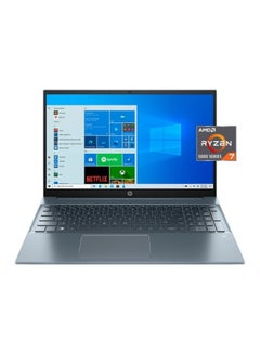 15-EH1070WM (Upgraded Version) Laptop With 15.6-Inch Display, AMD Ryzen 7 5700U Processor/32GB RAM/2TB SSD/AMD Radeon Graphics/Windows 11 English Fog Blue