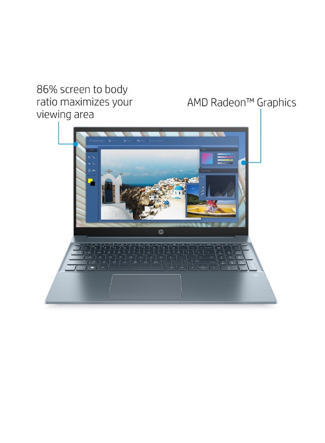 HP - 15-EH1070WM (Upgraded Version) Laptop With 15.6-Inch Display, AMD Ryzen 7 5700U Processor/32GB RAM/2TB SSD/AMD Radeon Graphics/Windows 11 English Fog Blue - Image 1