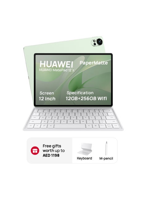 MatePad 12X - 12-Inch Papermatte Tablet Green 12GB RAM 256GB Wifi With Glide Keyboard Professional GoPaint App M-Pencil - Middle East Version