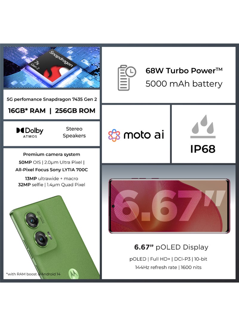Motorola - Edge 50 Fusion Dual SIM 5G Forest Green 8GB RAM 256GB - Middle East Version - Image 1