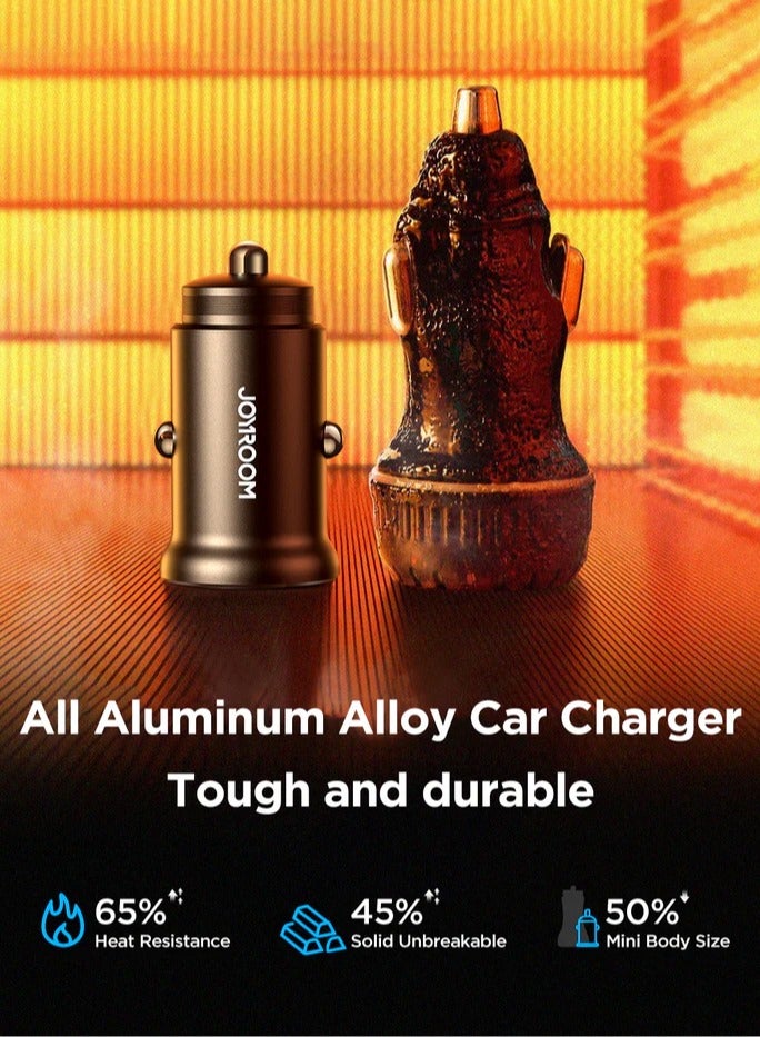 JR-CCN05 30W USB-A USB-C Mini Car Charger - Black Black