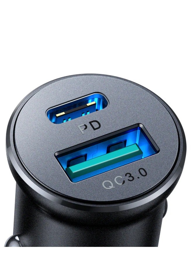 JR-CCN05 30W USB-A USB-C Mini Car Charger - Black Black