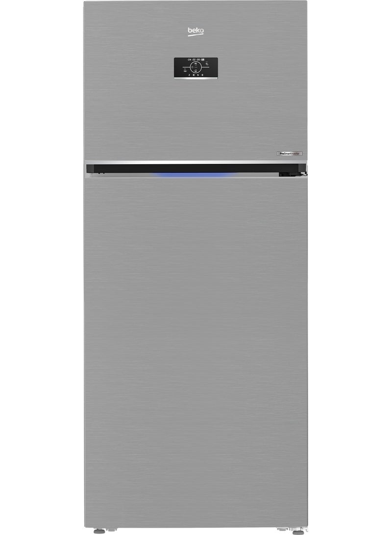 بيكو NeoFrost Top Freezer Refrigerator - 411 Liters - ProSmart Inverter Motor - Harvest Fresh Technology - Dairy Compartment - Digital Touch Control Tact Display RDNE455M20XBIDS Silver ( Prinpia)  - Image 1