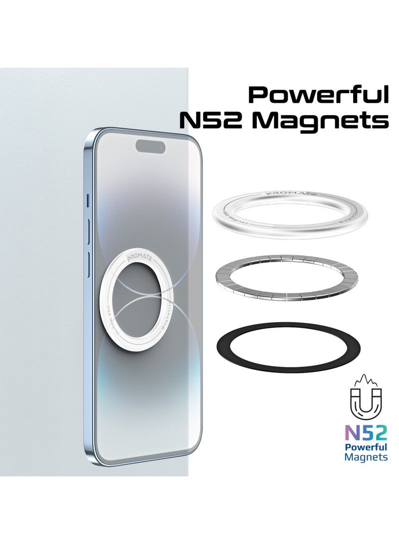 PROMATE Phone Magnetic Mount, 360° Magsafe Compatible, N52 Powerful Magnetic, Metal Ring, Magnetite White  - Image 5