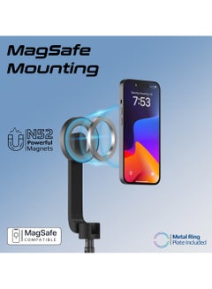 PROMATE Universal Selfie Stick, Extendable MagSafe Compatible with Integrated Tripod Stand, 10m Operating Range and Built-In Rechargable Shutter Remote Controller, MagStick-Pro Black  - Image 3