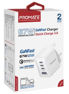 GaN USB-C™ Laptop Charger, Super-Fast 67W Dual USB-C™ Power Delivery Wall Charger With 22.5W QC 3.0 Port, 20W Type-C™ Power Deliver White - pnsku/N70109650V/45/_/1726238866/244d3442-bd2d-4086-b325-db05dd4d9fe8