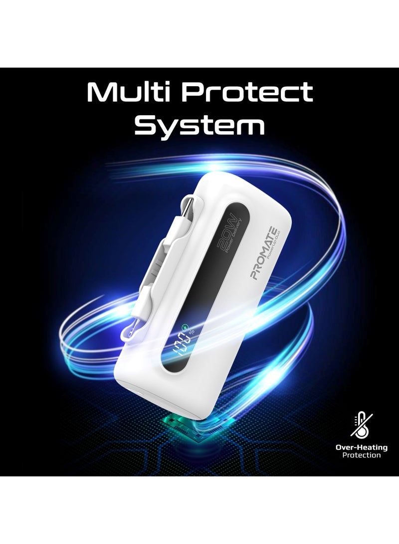 بنك طاقة صغير مع موصل USB-C™ قابل للطي بقوة 20 وات، وموصل Lightning قابل للطي بقوة 12 وات، وشاشة LED، وPowerUp-Duo