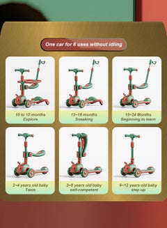 Kidle Kids Scooter 6-in-1 Children's Scooter with Adjustable Seat, Baby Scooter for 1-3-6 Years Boys Girls，with Lights Foldable Kids Toys  - Image 2