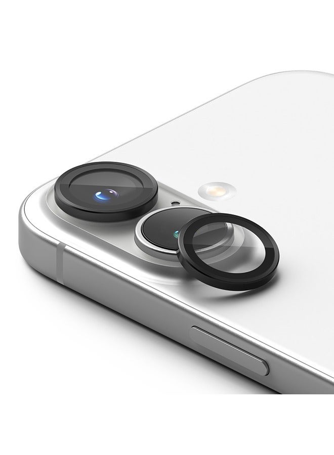 Ringke Camera Lens Frame Glass Protector For iPhone 16 / 16 Plus, Camera Lens Tempered Glass Covers and Aluminum Alloy Frames Adhesive Coating- 2 Pack - Image 1