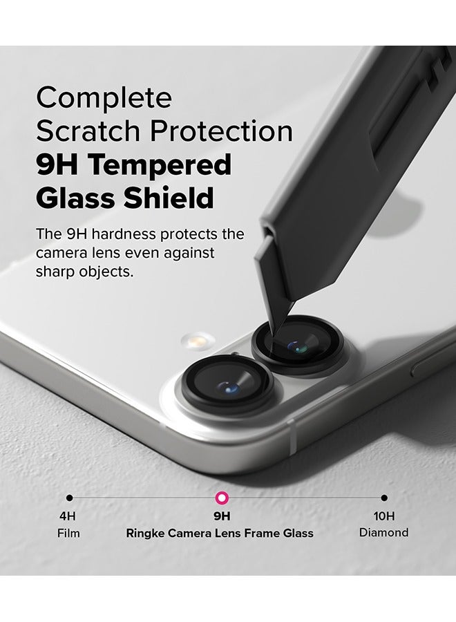 Ringke Camera Lens Frame Glass Protector For iPhone 16 / 16 Plus, Camera Lens Tempered Glass Covers and Aluminum Alloy Frames Adhesive Coating- 2 Pack - Image 5
