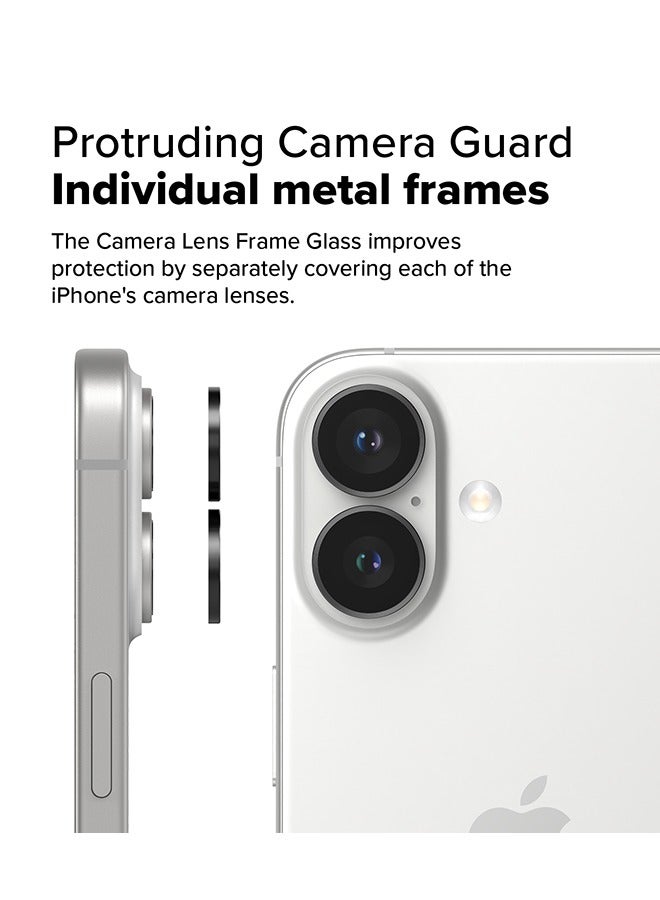 Ringke Camera Lens Frame Glass Protector For iPhone 16 / 16 Plus, Camera Lens Tempered Glass Covers and Aluminum Alloy Frames Adhesive Coating- 2 Pack - Image 4