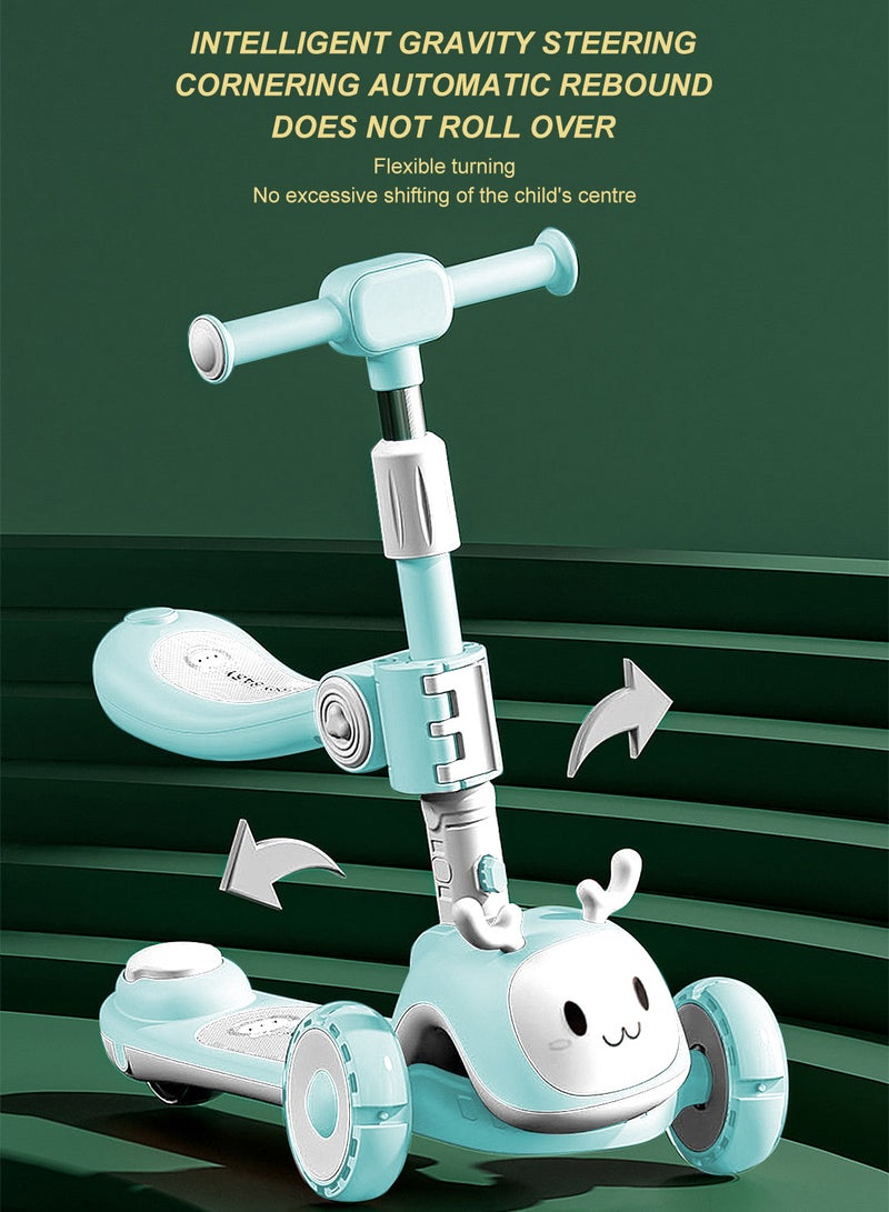 كيدل - Kids Scooter 6-in-1 Children's Scooter with Adjustable Seat, Baby Scooter for 1-3-6 Years Boys Girls，with Lights Foldable Kids Toys - Image 1