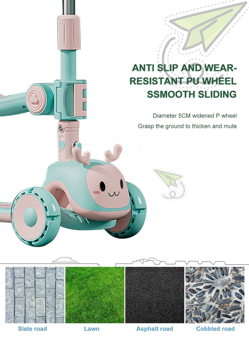 كيدل - Kids Scooter 6-in-1 Children's Scooter with Adjustable Seat, Baby Scooter for 1-3-6 Years Boys Girls，with Lights Foldable Kids Toys - Image 1