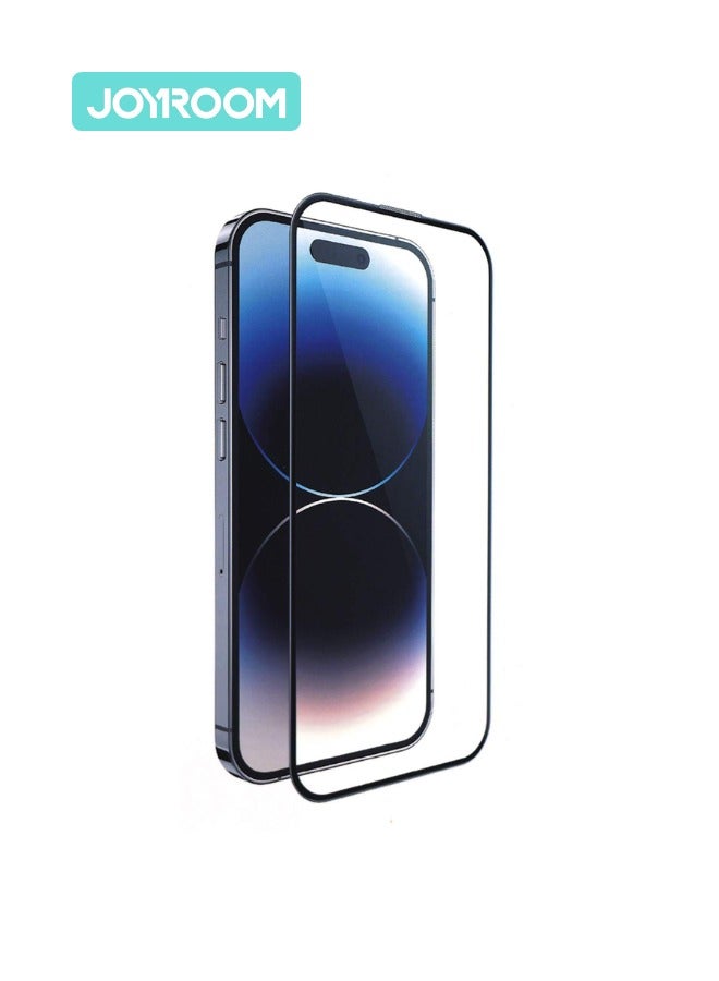 JOYROOM iPhone 16 15 Screen Protector 6.1-Inch 2.5D Full Screen with Black Edge, Easy Installation Frame, Military-Grade Protection, Scratch Resistant, Anti-Fingerprint, Bubble Free Clear/Black  - Image 1