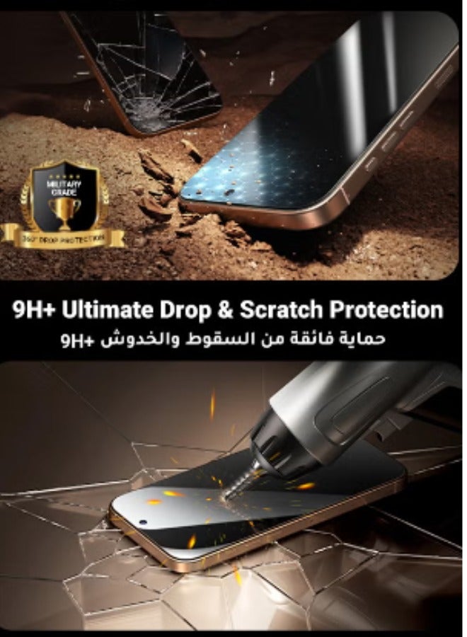 JOYROOM iPhone 16 Pro Privacy Screen Protector 6.3" Inch Face ID Supported Easy Installation Anti-Spy & Privacy Protection Anti-Fingerprint & Bubble Free, Case Friendly Tempered Glass Black  - Image 2
