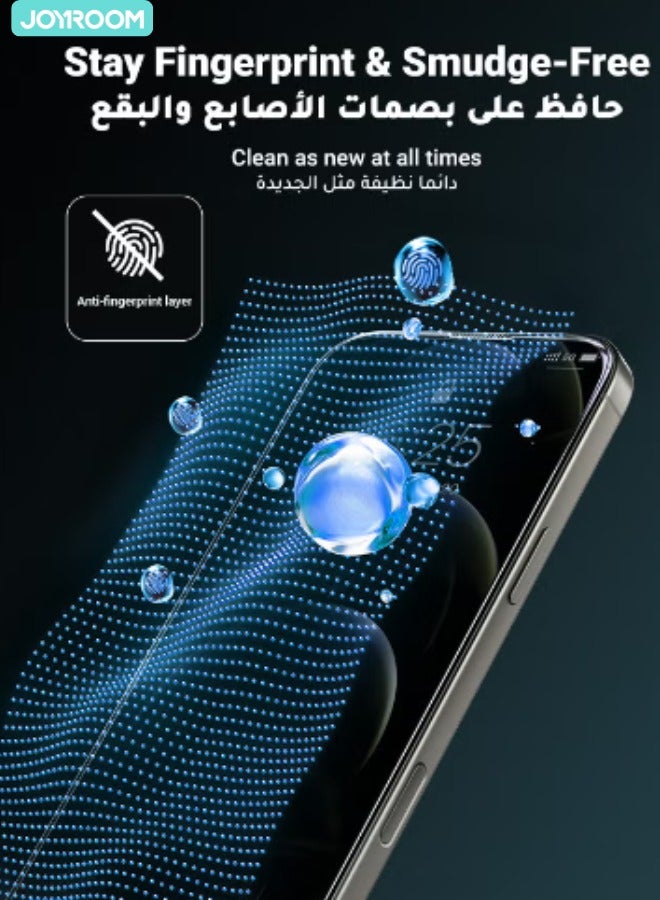 جوي روم حماية شاشة آيفون 16 بلس/15 بلس 6.7 إنش 2.5D كاملة مع حافة سوداء، إطار سهل التركيب، حماية عسكرية، مقاومة للخدوش، مضادة لبصمات الأصابع، خالية من الفقاعات - Image 3