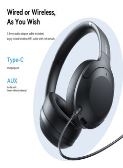 JR-JH2 Hybrid Active Noise Cancelling Headphones, Wireless Over-Ear Bluetooth, 40H Long ANC Playtime, Hi-Res Audio, Big Bass, Customize Via An App, Transparency Mode, Ideal For Travel Black - pnsku/N70109715V/45/_/1726291491/90375179-262a-4083-871c-031211904571