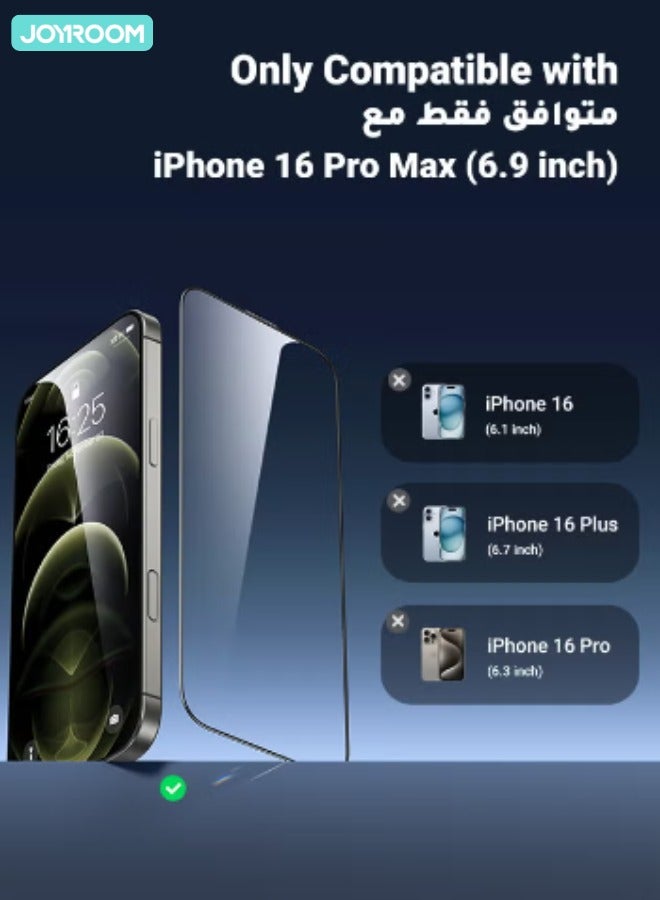 JOYROOM - iPhone 16 Pro Max Screen Protector 6.9 Inch 2.5D Full Screen with Black Edge, Military-Grade Protection, Scratch Resistant, Anti-Fingerprint, Bubble Free, Case Friendly Clear/Black - Image 1