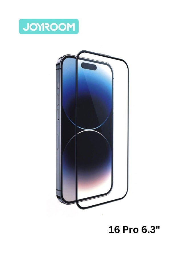 JOYROOM iPhone 16 Pro Screen Protector 6.3 Inch 2.5D Full Screen with Black Edge, Military-Grade Protection, Scratch Resistant, Anti-Fingerprint, Bubble Free, Case Friendly Clear/Black  - Image 1