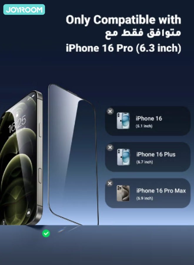 JOYROOM iPhone 16 Pro Screen Protector 6.3 Inch 2.5D Full Screen with Black Edge, Military-Grade Protection, Scratch Resistant, Anti-Fingerprint, Bubble Free, Case Friendly Clear/Black  - Image 4