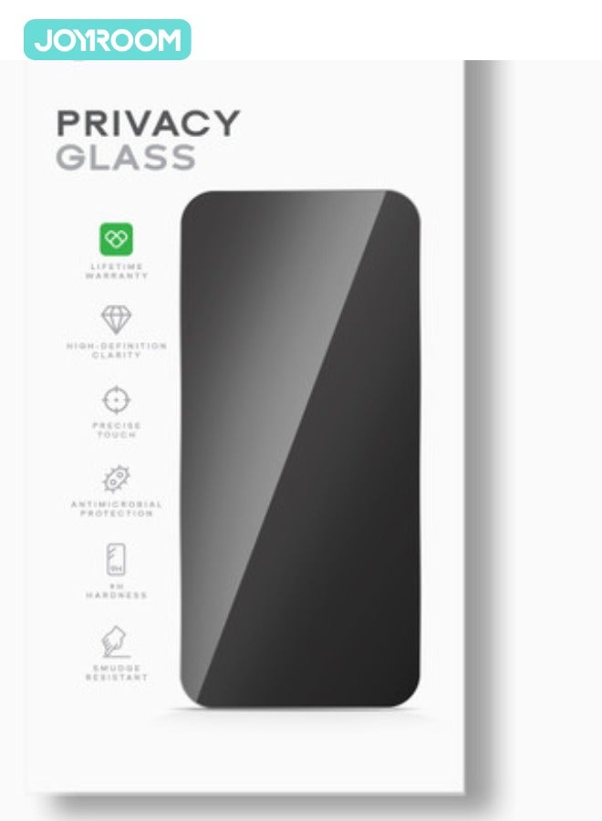 JOYROOM iPhone 16/15 Privacy Screen Protector 6.1" Inch Face ID Supported Easy Installation Anti-Spy & Privacy Protection Anti-Fingerprint & Bubble Free, Case Friendly Tempered Glass Black - Image 2