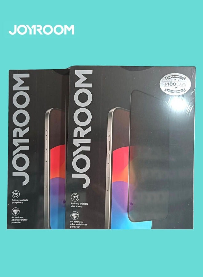 JOYROOM iPhone 16/15 Privacy Screen Protector 6.1" Inch Face ID Supported Easy Installation Anti-Spy & Privacy Protection Anti-Fingerprint & Bubble Free, Case Friendly Tempered Glass Black - Image 4