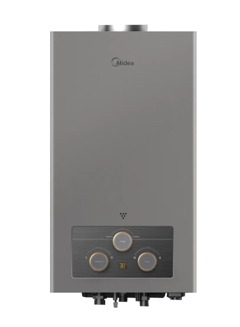 Midea Gas Water Heater Capacity 10 L Natural gas With Chimney Complete Safety Battery Type C Module Summer/Winter Switch Knob MGWH10-20MDNEG(S) Grey - Image 1