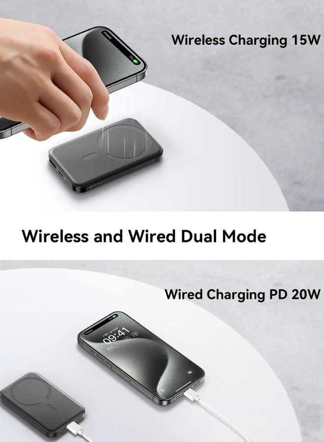 JOYROOM - 5000 mAh Mini 20w Power Bank Boost Charge Magnetic Wireless, Magsafe, Battery Pack For iPhone 15, 14, 13, 12 Series Black - Image 1