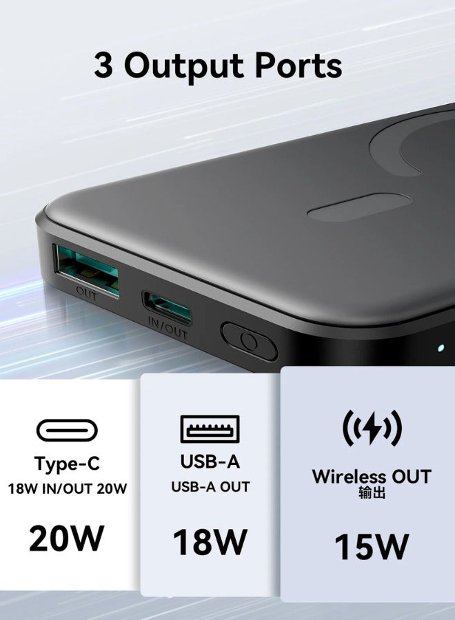 JOYROOM - 5000 mAh Mini 20w Power Bank Boost Charge Magnetic Wireless, Magsafe, Battery Pack For iPhone 15, 14, 13, 12 Series Black - Image 1