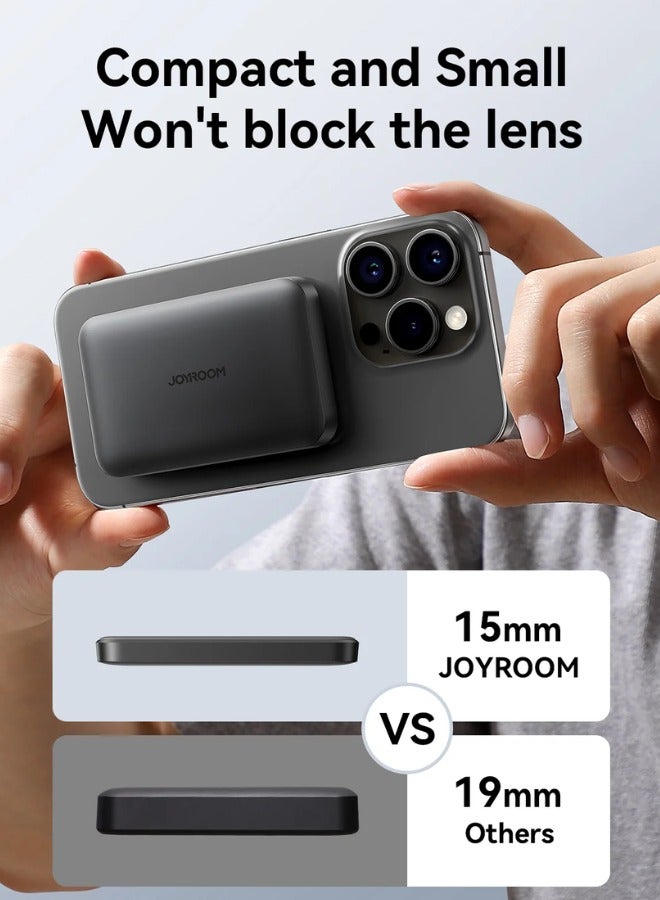 JOYROOM - 5000 mAh Mini 20w Power Bank Boost Charge Magnetic Wireless, Magsafe, Battery Pack For iPhone 15, 14, 13, 12 Series Black - Image 1