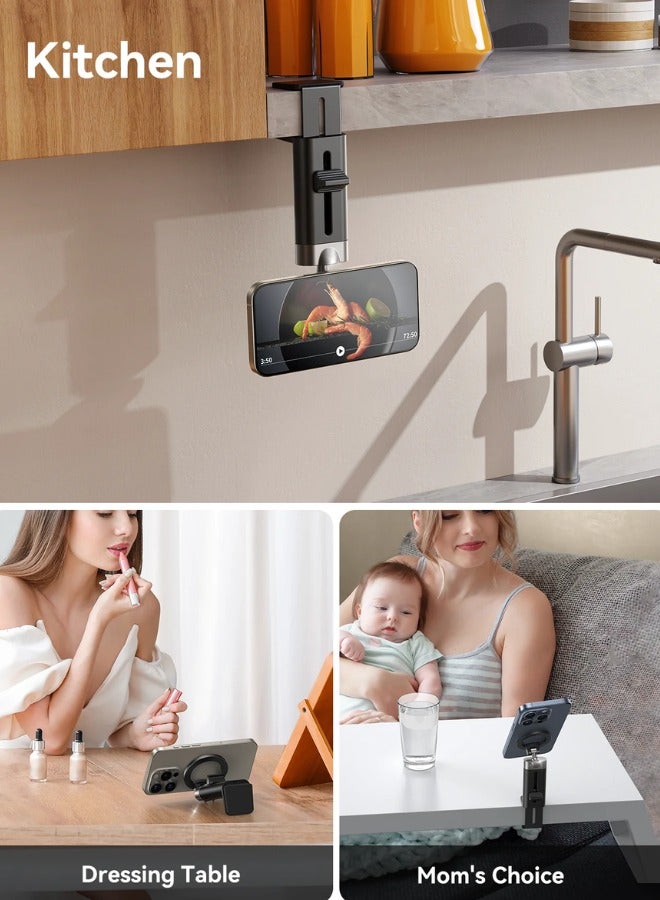 JOYROOM Magnetic Mobile Phone Holder for Magsafe Airplane Train Travel Magnetic Phone Holder for Folding Table Universal Handsfree Travel Accessories for iPhone Foldable and Portable 360° Rotatable for Travel Black  - Image 4