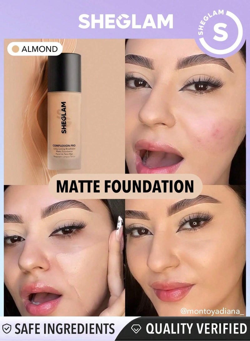 SHEGLAM Complexion Pro Long Lasting Breathable Matte Foundation - Almond - Image 1
