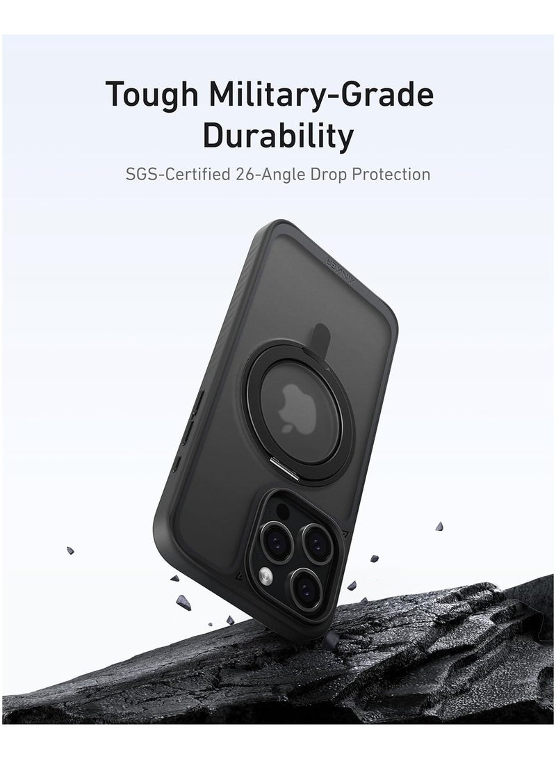 آنكر FlexStand Magnetic Phone Case Cover, Anti-Slip and Drop-Proof Protective Cover with Ring Stand, iPhone Mobile Case Compatible with MagSafe, Exclusively Designed for iPhone 15 Pro 6.1-Inch Clear  - Image 4