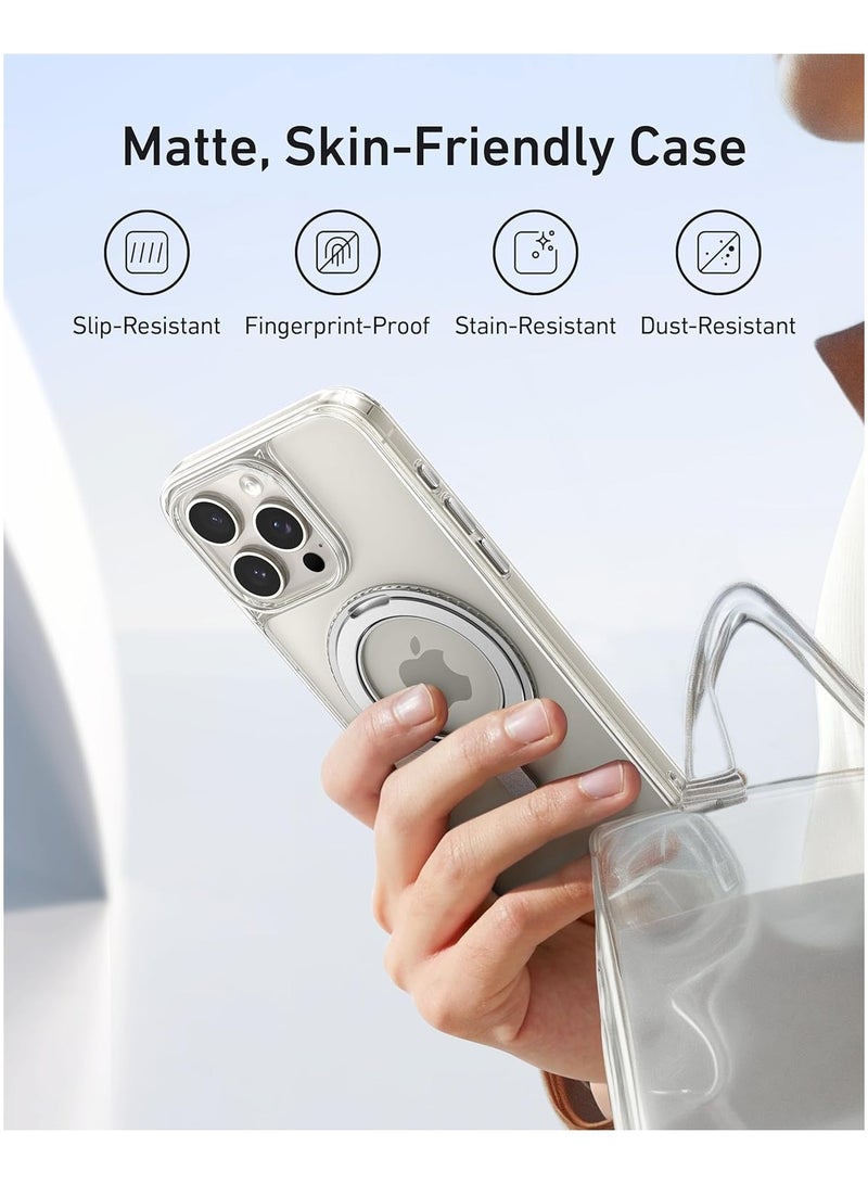 آنكر FlexStand Magnetic Phone Case Cover, Anti-Slip and Drop-Proof Protective Cover with Ring Stand, iPhone Mobile Case Compatible with MagSafe, Exclusively Designed for iPhone 15 Pro 6.1-Inch Clear  - Image 5