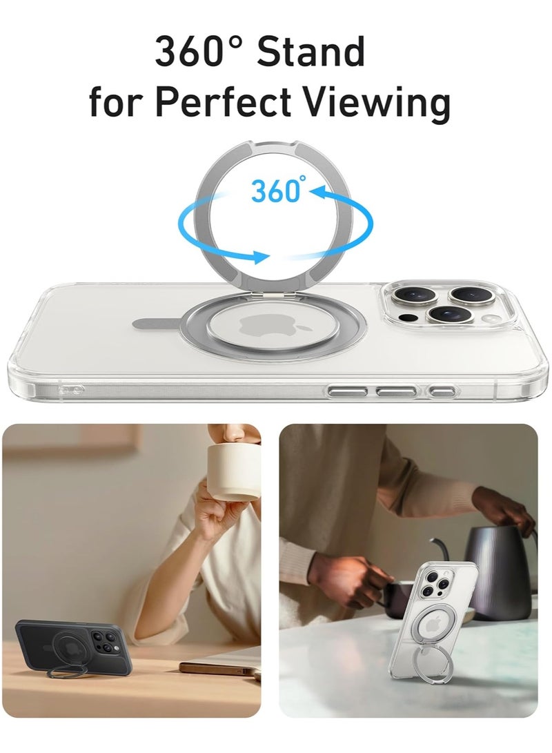 آنكر FlexStand Magnetic Phone Case Cover, Anti-Slip and Drop-Proof Protective Cover with Ring Stand, iPhone Mobile Case Compatible with MagSafe, Exclusively Designed for iPhone 15 Pro 6.1-Inch Clear  - Image 2
