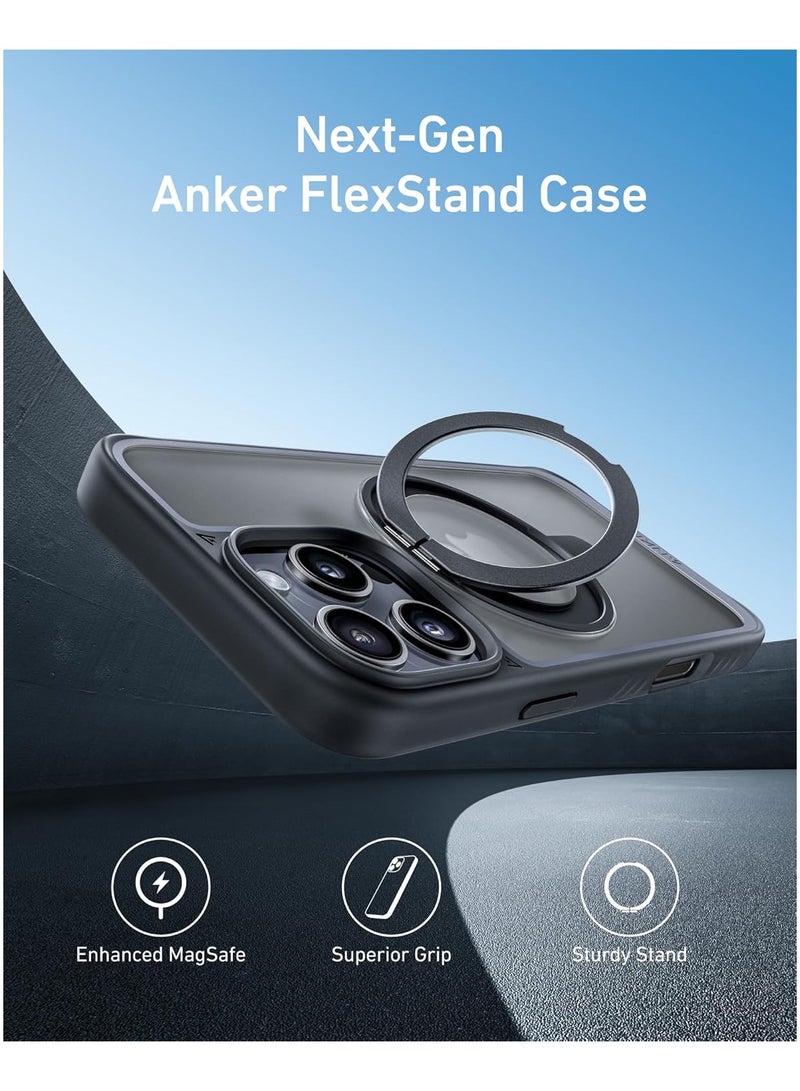 Anker - Ultra Magnetic for iPhone 16 Pro Case with Sturdy 360° Ring Stand, Military-Grade Shockproof iPhone 16 Pro Kickstand Compatible with MagSafe Clear - Image 1