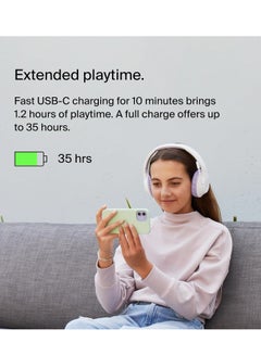 belkin SoundForm Inspire Wireless Over-Ear Headset for Kids, On-Ear Headphones for Girls and Boys, Online Learning, & Travel with Built-In Microphone - Compatible with iPhone, iPad, Galaxy, and More white  - Image 2
