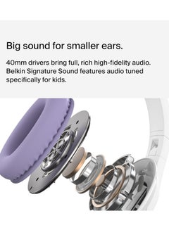 belkin SoundForm Inspire Wireless Over-Ear Headset for Kids, On-Ear Headphones for Girls and Boys, Online Learning, & Travel with Built-In Microphone - Compatible with iPhone, iPad, Galaxy, and More white  - Image 5