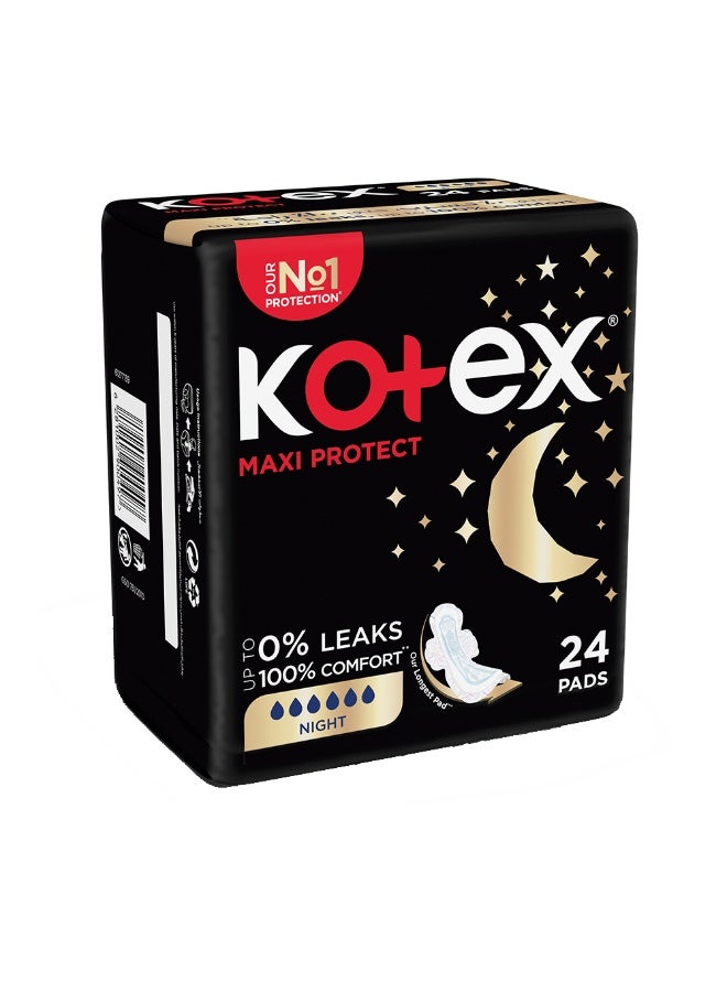 Kotex Maxi Pads Night With Wings 24 Pads 